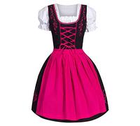Yellsong 2024 Women's Oktoberfest Halloween Costumes Dress Set Ladies Girls Beer Festival 3 Piece Set Beer Maides Costumes Set German Dirndl Bavarian Traditional Dress Outfits Plus Size (Pink-H, XXL)
