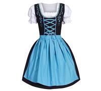 Yellsong 2024 Women's Oktoberfest Halloween Costumes Dress Set Ladies Girls Beer Festival 3 Piece Set Beer Maides Costumes Set German Dirndl Bavarian Traditional Dress Outfits Plus Size (Blue-H, M)