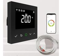 YeloDeer Smart Thermostat for Electric Underfloor Heating Only, Voice/Remote Control, Energy Saving WiFi Programmable Thermostats Compatible with Amazon Alexa, Google Assistant, Black 230V AC Max. 16A
