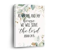 Yelolyio 16X20 Inch Canvas Wall Art with Inspirational Quote As for Me And My House We Will Serve The Lord Picture Artwork for Kitchen Bathroom Bedroom Living Room Decor New Home Gift
