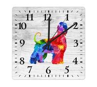 Yelolyio Afghan Hound Wall Clock Dog Silhouette Wooden Clock 27 X 27 Cm Rustic Style Arts And Crafts No Ticking Sound Battery Operated Clock Decor for Shelf Half Bath Pub