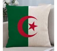 Yelolyio Algeria National Flag Cotton Linen Pillowcases Algeria Throw Pillows Covers Country Souvenir Cushion Cover for Sofa Bedroom Living Room 16"x16"