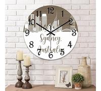 Yelolyio Australia Sydney Cityscape Wall Clock 10 Inch Sydney City Skyline Clock Modern Round Silent Wall Clocks Easy to Read Modern Home Decorations Wall Art for Living Room Dining Room Bedroom