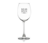 Yelolyio Bad Ass Bitch Fuel Engraved Crystal Red Wine Glasses, Crystal Clear Star Glass Laser Cut Rim for Wine Tasting, Elegant Party Drinking Glassware, 11 OZ