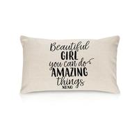Yelolyio Beautiful Girl You Can Do Amazing Things Throw Pillow Covers Quotes Pillow Cases Cotton Cushion Cover Home Farmhouse Decorations Pillowcase for Sofa Couch Bedroom Living Room