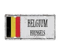 Yelolyio BelgiumLicense Plate for Front of Car Size 6x12 Inch Rust-Free Capital City Brussels Metal License Plate Belgium National Flag Aluminum Novelty License Plate Car Tags Gift for New Car