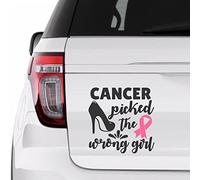 Yelolyio Breast Cancer Awareness Car Decal Window Decal Cancer Picked The Wrong Girl Vinyl Sticker for Cars Trucks Breast Cancer Ribbon Car Stickers 6 Inch