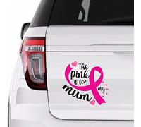 Yelolyio Breast Cancer Ribbon Sticker, The Pink Is for My Mum Vinly Decal for Cars Laptops, Windows, Walls, Fridge, Toilet And More,15 Inch