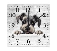 Yelolyio Cesky Terrier Wall Clock Dog Mom Wooden Clock 27 X 27 Cm Rustic Style Arts And Crafts No Ticking Sound Battery Operated Clock Decor for Shelf Half Bath Pub
