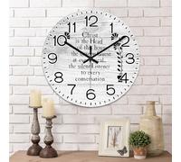 Yelolyio Christ Is The Head of This House Wooden Wall Clocks Inspirational Saying Silent Non Ticking Clock Round Wall Clock Decorative for Farmhouse Home Office School Nursery 15"