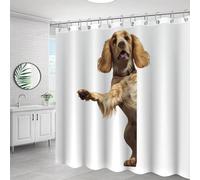 Yelolyio Cocker Spaniel Shower Curtain with 12 Hooks,Dog Peeking Around Corner Waterproof Wrinkle-Resistant Shower Curtain for Bathroom Bathtubs Polyester 72" X 72"