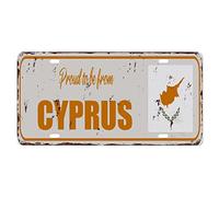 Yelolyio CyprusLicense Plate for Front of Car Size 6x12 Inch Rust-Free Proud to Be from Cyprus Metal License Plate Cyprus National Flag Aluminum Novelty License Plate Car Tags Gift for New Car