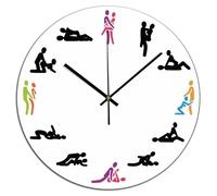 Yelolyio Decorative Silent No Ticking Wall Clock Sex 12 Position Make Love Round Modern Wooden Clocks for Bedroom Living Room Home Office School Wall Art Decor, 10x10 Inch