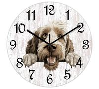 Yelolyio Dog Mom Wall Clock Spinone Italiano Round Decorative Clocks Battery Operated 10 Inch Silent Modern Home Decor for Office Classroom Bedroom Dining Room