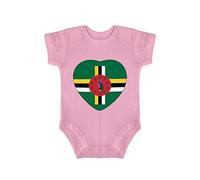 Yelolyio Dominica Flag Heart Shape Bodysuit, Dominica Pride One-Piece Bodysuit, Dominica Baby Boy Girl Unisex Short Sleeve Vest Bodysuit, 3months