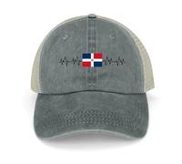 Yelolyio Dominican Republic Flag Heartbeat Mesh-Back Cap Dominican Republic Baseball Cap Adjustable Denim Cap Adjustable Plain Baseball Hat for Men and Women Outdoor Sports Caps