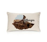 Yelolyio Ethiopia National Landmark Scenery Throw Pillow Case Ethiopia Landscape Pillow Case 12x18in Decorative Pillow Home Cotton Linen Lumbar Throw Pillow Cover for Bedroom Sofa Car