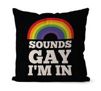 Yelolyio Gay Pride LGBT Equality Lesbian Decorative Cotton Linen Pillow Covers Sounds Gay I'm in Gay Throw Pillow Case Cushion Cover for Home Office Decor,16 x16 Inches