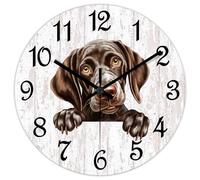 Yelolyio German Shorthaired Pointer Wall Clock 10 Inch Funny Peeking Dog Puppy Clock Modern Round Silent Wall Clocks Easy to Read Modern Home Decorations Wall Art for Living Room Dining Room Bedroom