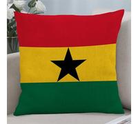 Yelolyio Ghana National Flag Cotton Linen Pillowcases Ghana Throw Pillows Covers Country Souvenir Cushion Cover for Sofa Bedroom Living Room 16"x16"