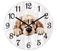 Yelolyio Gift for Dog Lover Wall Clock Clumber Spaniel Round Decorative Clocks Battery Operated 15 Inch Silent Modern Home Decor for Office Classroom Bedroom Dining Room