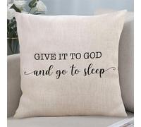 Yelolyio Give It to God And Go Sleep Worrier Pillowcase Square Decorative Pillow Case with Quotes Cushion Cover for Home Sofa Couch Car Living Room Chair Farmhouse Office 18"x18"