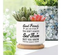 Yelolyio Good Friends Are Like Stars. You Don't Always See Them Ceramic Planters Family Love Pots for Plants With Drainage Holes And Saucers Pot For Home Desktop Office Windowsill