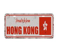 Yelolyio Hong KongLicense Plate for Front of Car Size 6x12 Inch Rust-Free Proud to Be from Hong Kong Metal License Plate Hong Kong National Flag Aluminum Novelty License Plate Car Tags Gift