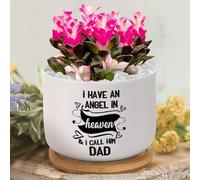 Yelolyio I Have An Angel in Heaven And I Call Him Dad Flower Plant Pot with Quotes Flower Pots,Custom Succulent Pot, Personalized Small Flower Pot For Nana Mom Grandma