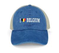 Yelolyio I Love Belgium Mesh-Back Cap Belgium Flag Baseball Cap Adjustable Denim Cap Adjustable Plain Baseball Hat for Men and Women Outdoor Sports Caps