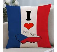 Yelolyio I Love My Country,Czech Republic Throw Pillow Cover Pillow Case Czech Republic Flag Map Cushion Cover Pillow Case Pillowcase with Zipper Home Decor for Sofa Living Room Bedroom 16x16 Inch
