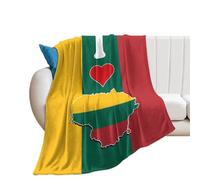 Yelolyio I Love My Country,Lithuania Decorative Blanket Flannel Fleece Soft Lightweight The Flag Of Lithuania Throw Blanket Warmth for Couch Bed Sofa Chair Travelling 102cm X 127cm