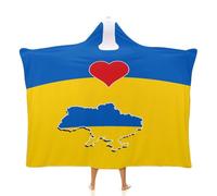 Yelolyio I Love My Country,Ukraine Soft Hooded Blanket, Wearable Blanket, Ukraine Flag Super Soft Fleece Blanket, Throw Blanket, for Kids, Adults, for Bed Home Travel 60" × 80"