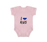 Yelolyio I Love Russian Baby Jumpsuit Short Sleeve,Russian Flag Bodysuit Unisex Babies,Patriotic Barbados Short Sleeve Bodysuits Newborn to Infant (0-3 Months)