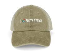 Yelolyio I Love South Africa Mesh-Back Cap South Africa Flag Baseball Cap Adjustable Denim Cap Adjustable Plain Baseball Hat for Men and Women Outdoor Sports Caps
