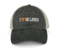 Yelolyio I Love Sri Lanka Mesh-Back Cap Sri Lanka Flag Baseball Cap Adjustable Denim Cap Adjustable Plain Baseball Hat for Men and Women Outdoor Sports Caps