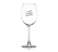 Yelolyio I Will Probably Spill This Engraved Crystal Red Wine Glasses, Crystal Clear Star Glass Laser Cut Rim for Wine Tasting, Elegant Party Drinking Glassware, 11 OZ