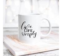 Yelolyio Inspirational Quotes Funny Coffee Mug Live Life Simply Ceramic Coffee Mug 11 Oz Coffee Mug Tea Cup White Gift for Women Men