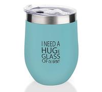 Yelolyio Insulated Wine Tumbler with Lid I Need A Huge Glass of Wine Wine Mug Drinkware Housewarming Birthday Gifts for Women Men Friend,Lake Blue 12oz