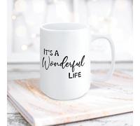 Yelolyio It's A Wonderful Life Ceramic Coffee Mug 15oz Novelty White Coffee Mug Tea Milk Juice Christmas Coffee Cup Funny Gifts for Girlfriend Boyfriend Man Women