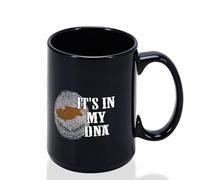 Yelolyio It's In My DNA Cyprus Fingerprint Black Coffee Mug Cyprus Tea Mug Ceramic Coffee Cup Novelty Gift for Friend Mom Dad Sister Teacher 15oz Dishwasher And Microwave Safe