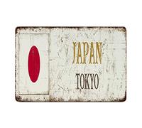 Yelolyio Japan Tokyo Metal Signs Japan Vintage Retro Decorative Tin Sign Metal Poster Japan Flag Wall Art for Bedroom Garage Kitchen Farmhouse Decor 8x12in