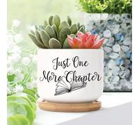 Yelolyio Just One More Chapter Ceramic Planters Inspirational Quotes Flower Pots for Indoor Plants With Drainage Holes And Saucers Pot For Pots Outdoor Indoor Plants