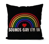 Yelolyio LGBT Pride Decorative Throw Pillow Covers 16 x16 Inches, Cotton Linen LGBT Rainbow Sounds Gay I'm In Cushion Covers Pillow Case for Sofa Car Bedroom 16 x16 Inches