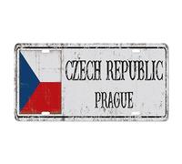 Yelolyio License Plate Capital City Prague License Plate Frame, Czech Republic Front Aluminum Metal License Plate Auto Car Tag, Decorative Novelty License Plate Cover Frame 6 X 12 Inch