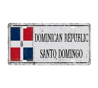 Yelolyio License Plate Capital City Santo Domingo License Plate Frame Dominican Republic Patriotic Decor Metal Front License Plate Personalized Car Tags Car Plate Novelty License Plate Cover Frame