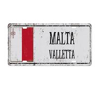 Yelolyio License Plate Capital City Valletta License Plate Frame, Malta Front Aluminum Metal License Plate Auto Car Tag, Decorative Novelty License Plate Cover Frame 6 X 12 Inch