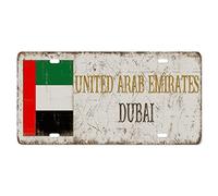 Yelolyio License Plate United Arab Emirates Dubai License Plate Frame, United Arab Emirates Front Aluminum Metal License Plate Auto Car Tag, Decorative Novelty License Plate Cover Frame 6 X 12 Inch