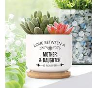 Yelolyio Love Between A Mother And Daughter Ceramic Planters Words Letters Flower Pots for Indoor Plants With Drainage Holes And Saucers Pot For Indoor Outdoor Garden