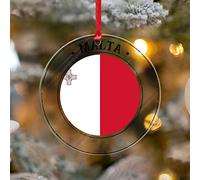 Yelolyio Malta Seal Malta Flag Acrylic Ornaments for Christmas Tree Patriotic Malta Ornament Keepsake Xmas Anniversary Holiday Birthday Gift
